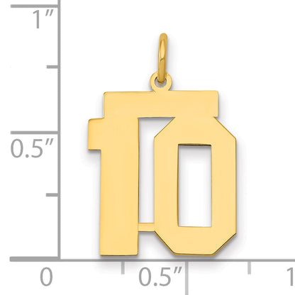 14K Yellow Gold Medium Polished Number 10 Charm
