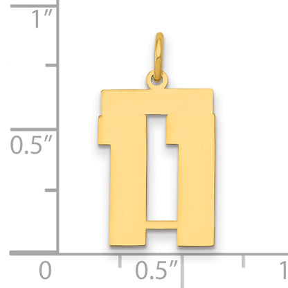 14K Yellow Gold Medium Polished Number 11 Charm