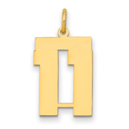 14K Yellow Gold Medium Polished Number 11 Charm