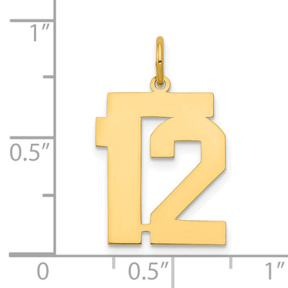 14K Yellow Gold Medium Polished Number 12 Charm