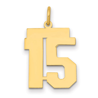 14K Yellow Gold Medium Polished Number 15 Charm