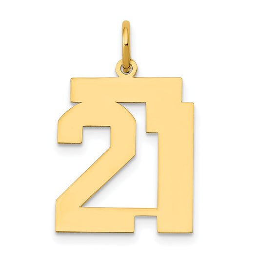 14k Yellow Gold 14k Medium Polished Number 21 Charm