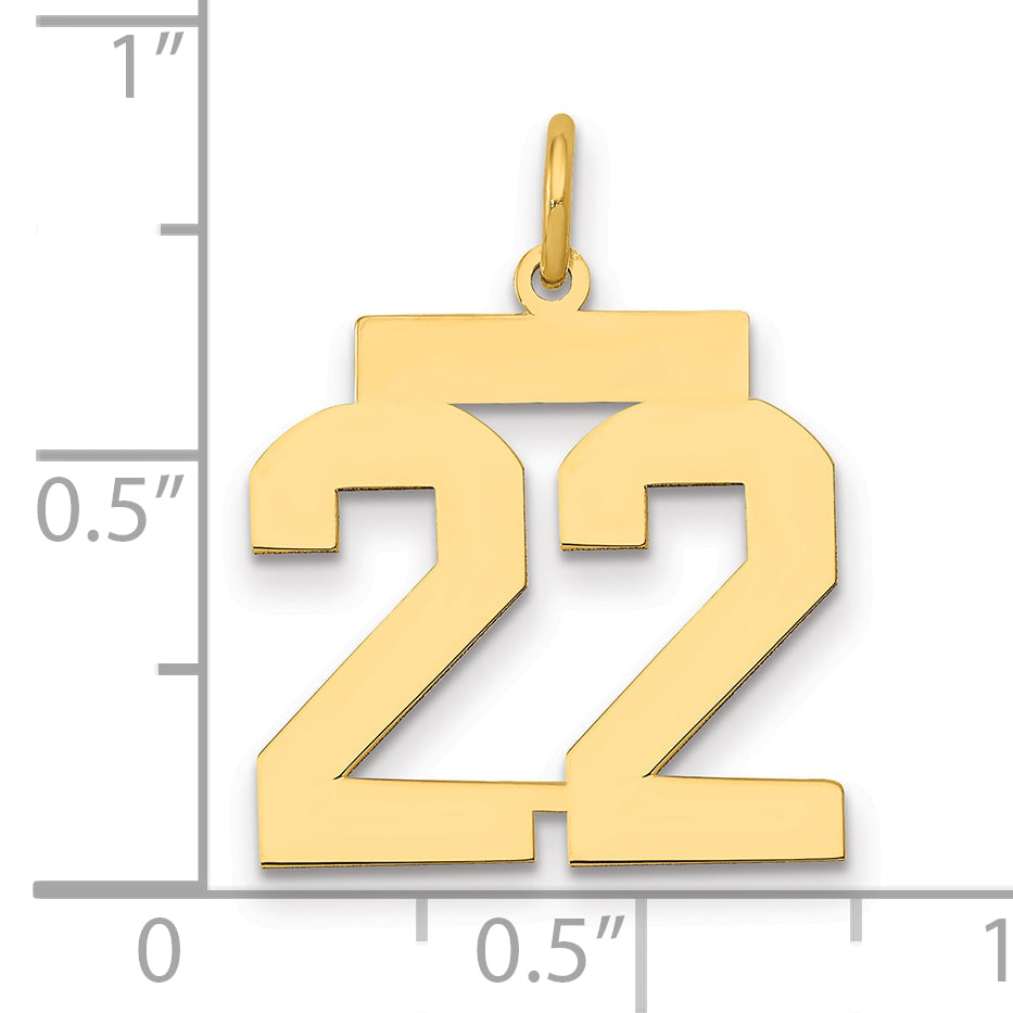 14k Yellow Gold 14k Medium Polished Number 22 Charm