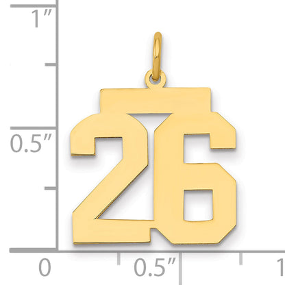 14K Yellow Gold Medium Polished Number 26 Charm