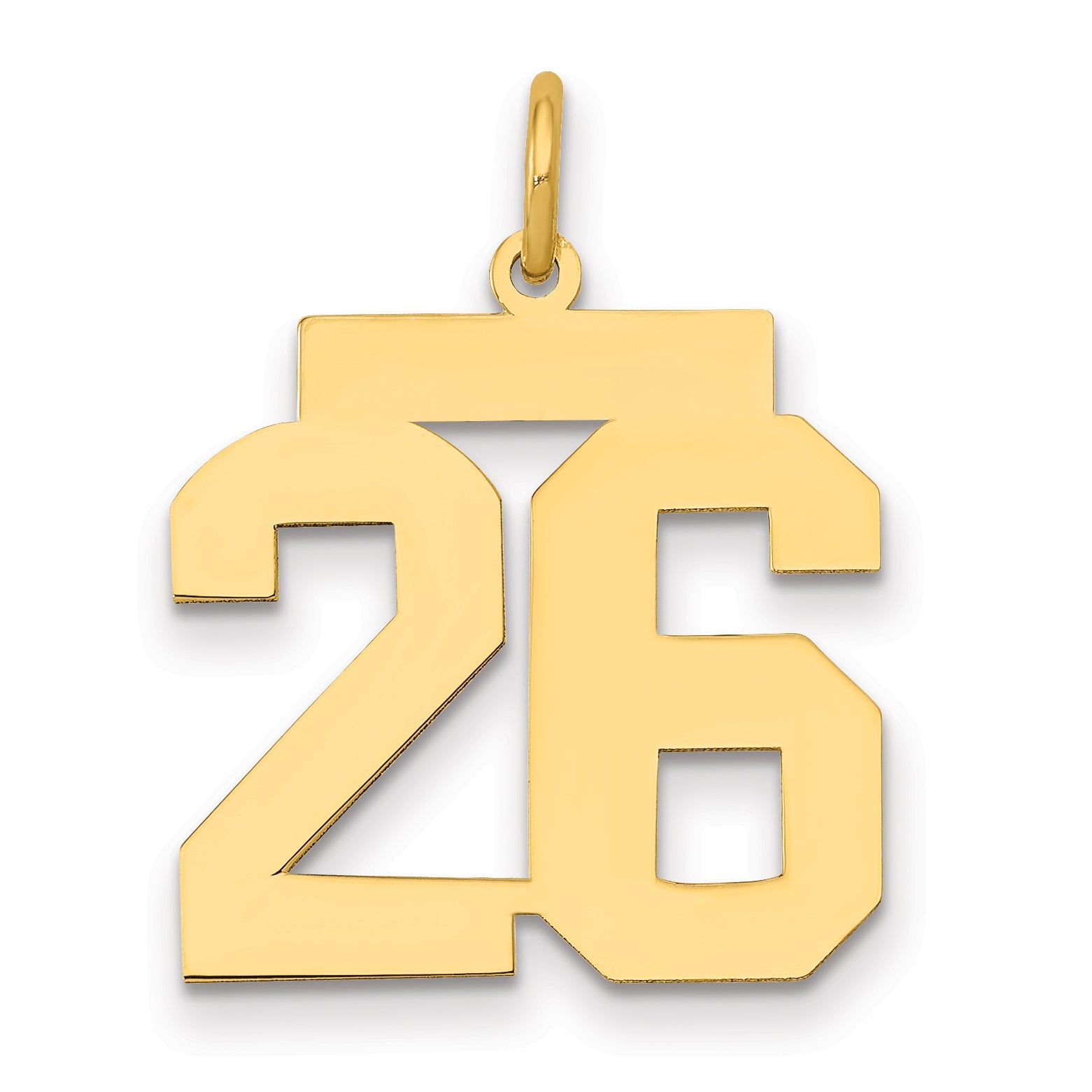 14K Yellow Gold Medium Polished Number 26 Charm