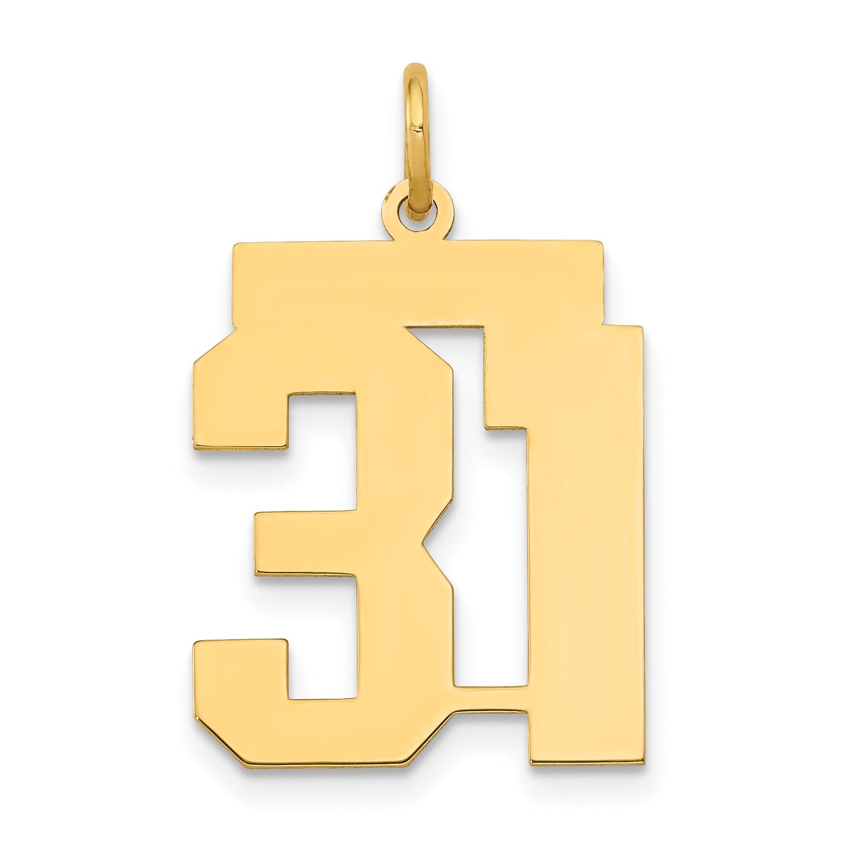 14K Yellow Gold Medium Polished Number 31 Charm