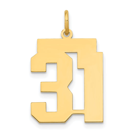 14K Yellow Gold Medium Polished Number 31 Charm