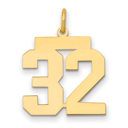 14K Yellow Gold Medium Polished Number 32 Charm