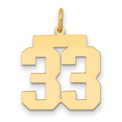 14K Yellow Gold Medium Polished Number 33 Charm