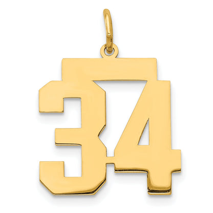 14k Yellow Gold 14k Medium Polished Number 34 Charm