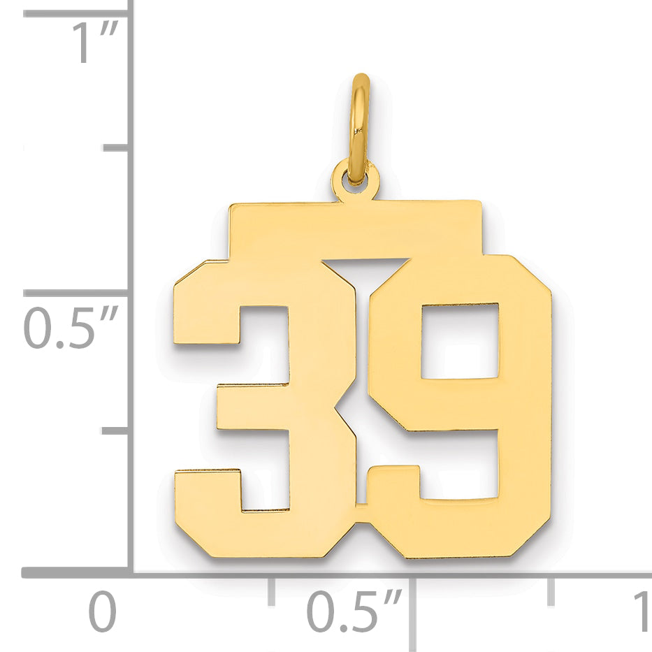 14K Yellow Gold Medium Polished Number 39 Charm