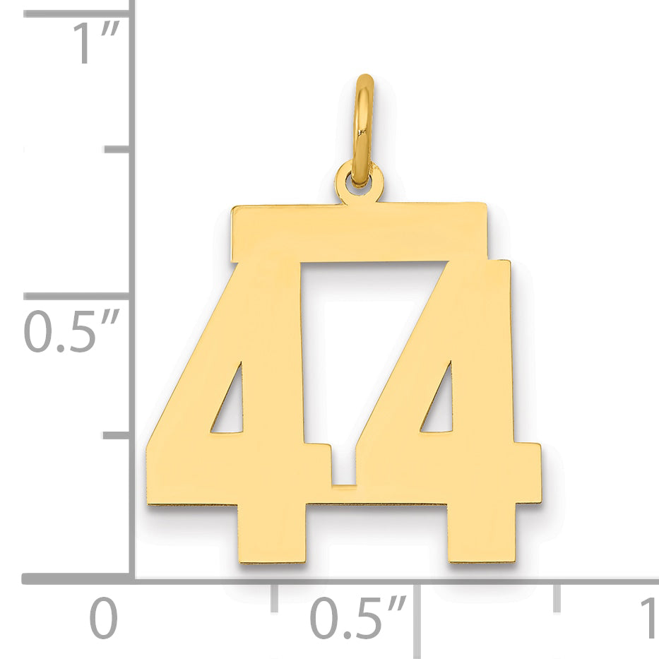 14K Yellow Gold Medium Polished Number 44 Charm