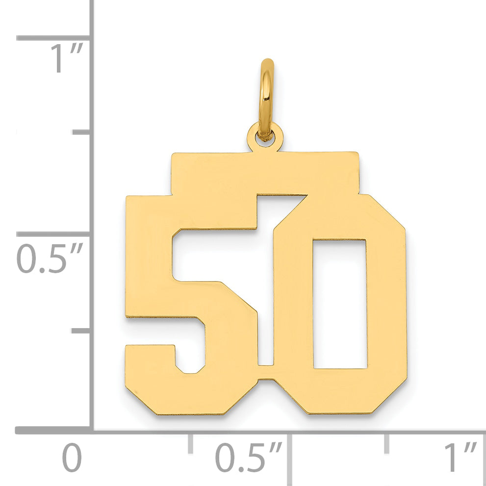 14K Yellow Gold Medium Polished Number 50 Charm