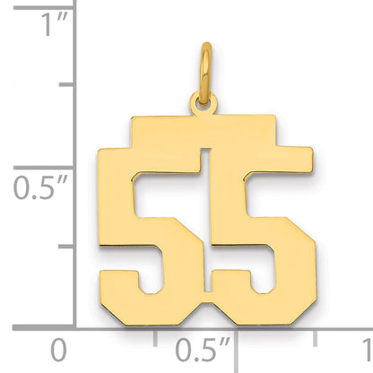 14K Yellow Gold Medium Polished Number 55 Charm