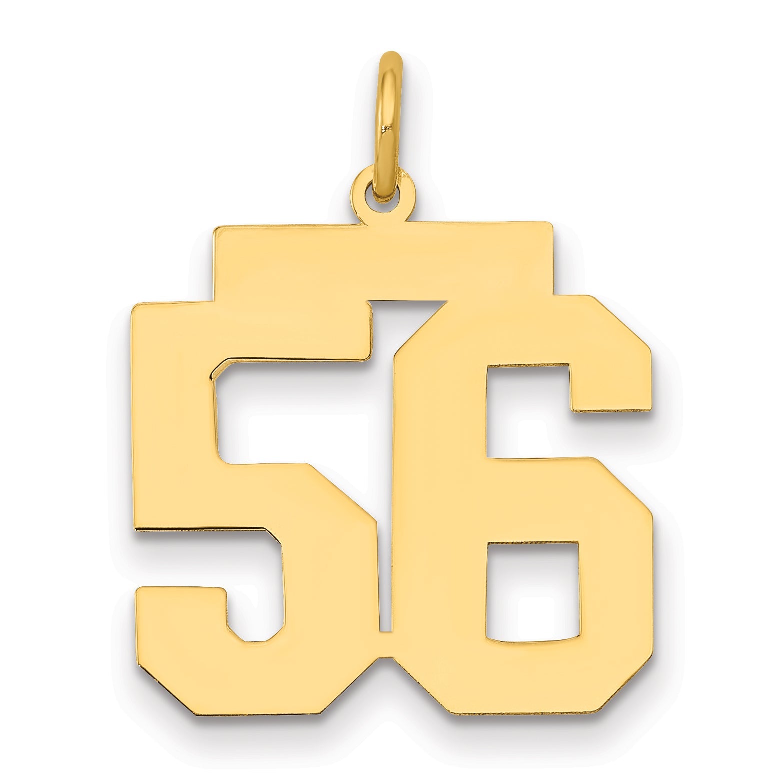 14K Yellow Gold Medium Polished Number 56 Charm
