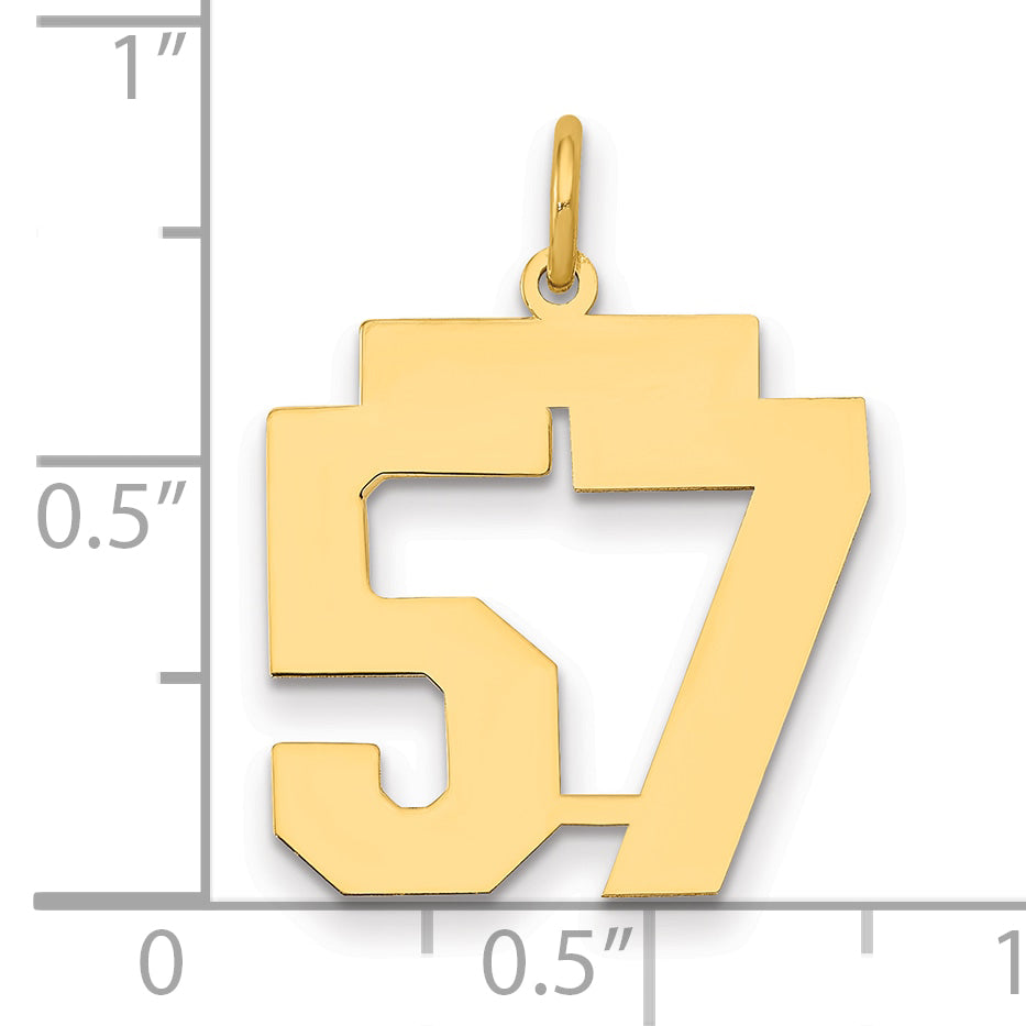 14K Yellow Gold Medium Polished Number 57 Charm