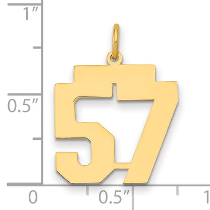 14K Yellow Gold Medium Polished Number 57 Charm