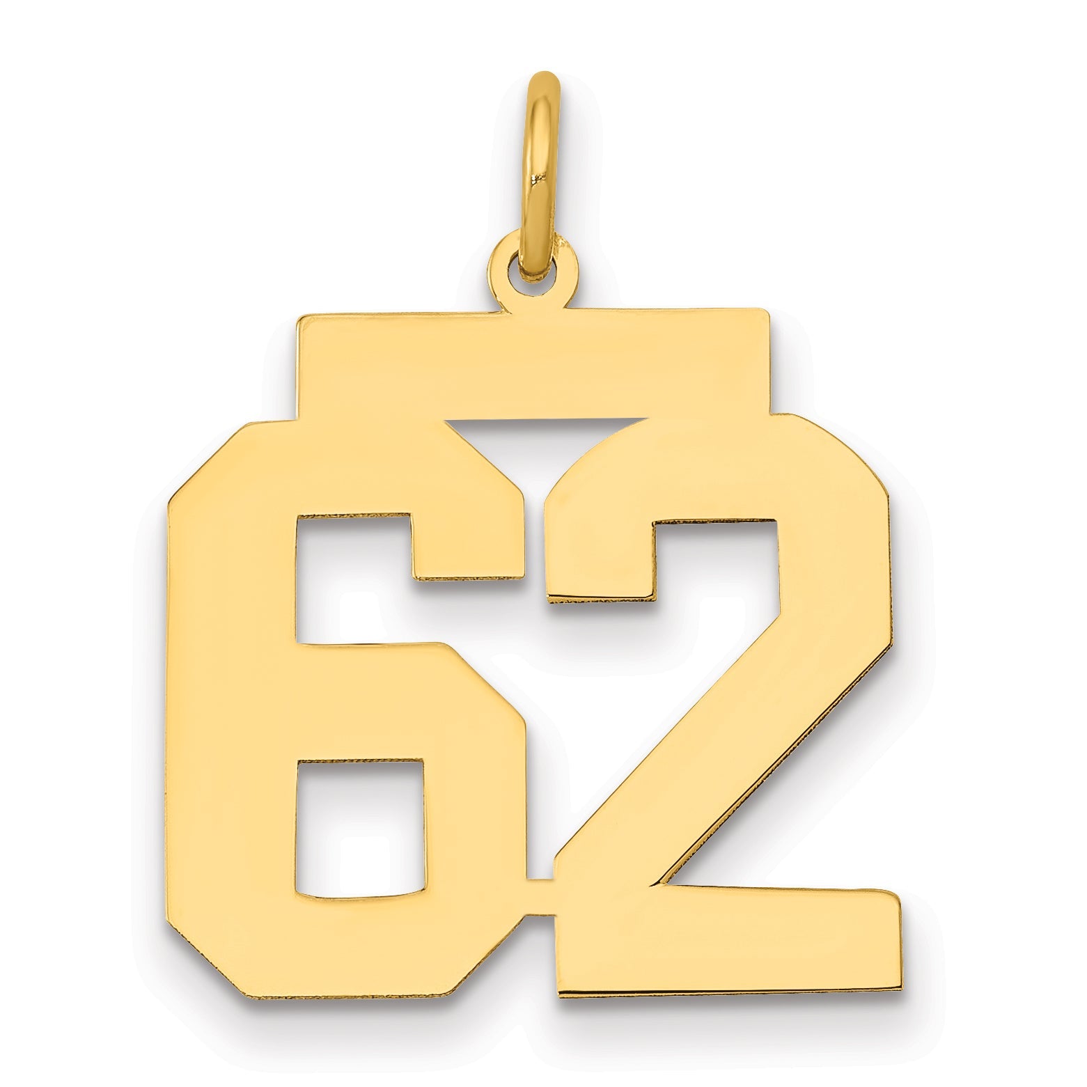 14K Yellow Gold Medium Polished Number 62 Charm