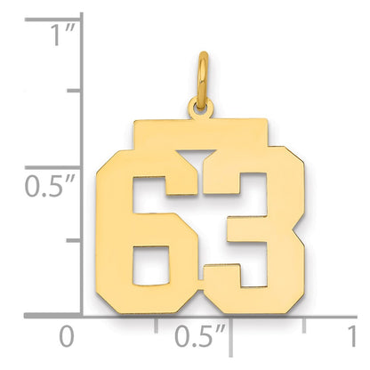 14K Yellow Gold Medium Polished Number 63 Charm