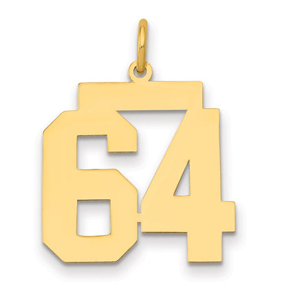 14K Yellow Gold Medium Polished Number 64 Charm