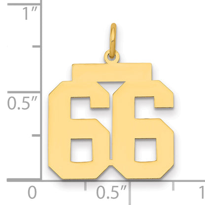 14K Yellow Gold Medium Polished Number 66 Charm