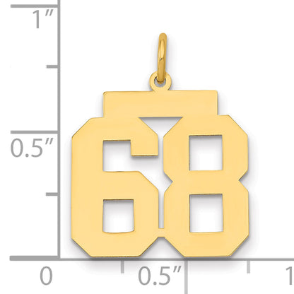 14K Yellow Gold Medium Polished Number 68 Charm