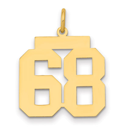 14K Yellow Gold Medium Polished Number 68 Charm