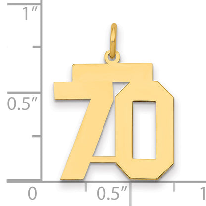14K Yellow Gold Medium Polished Number 70 Charm