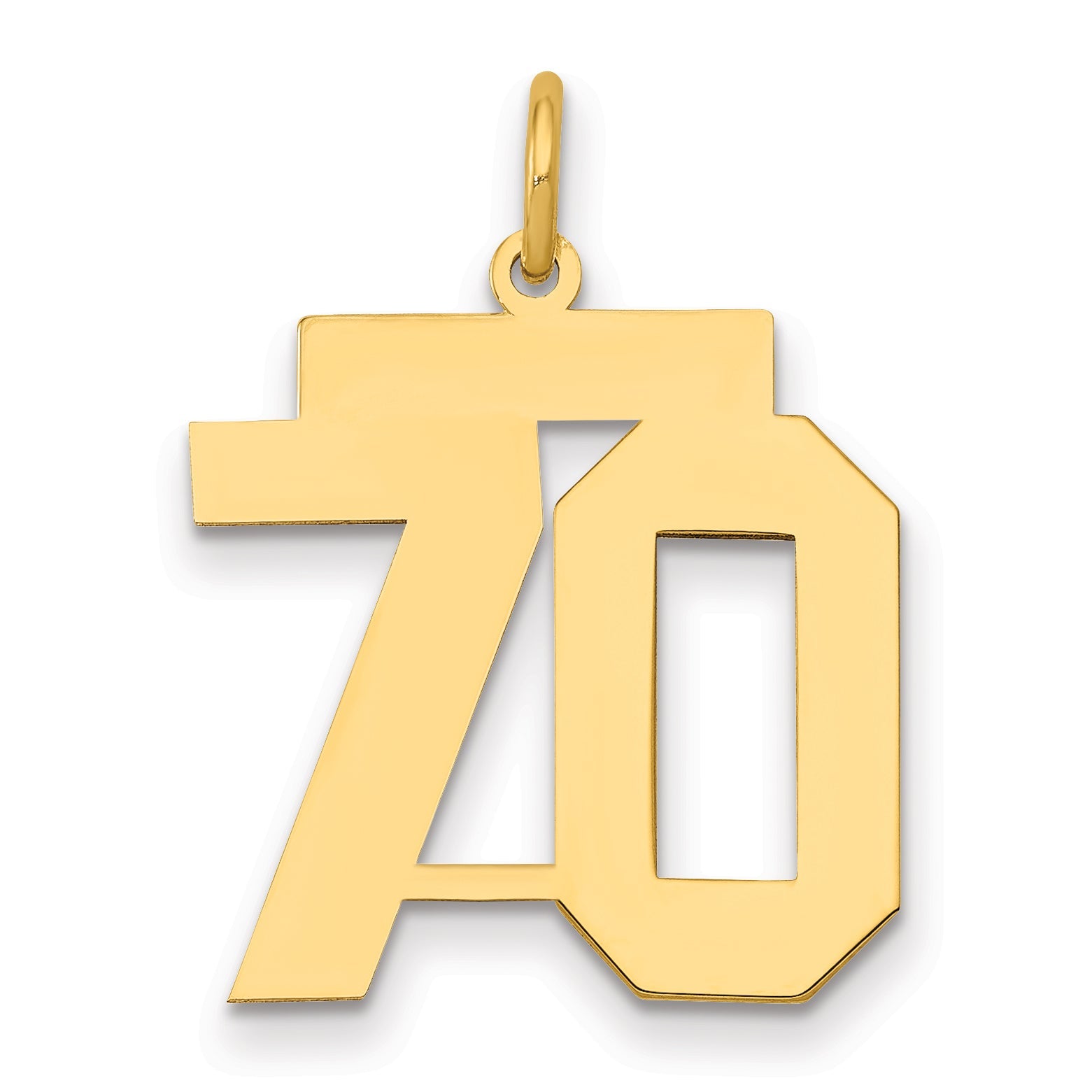 14K Yellow Gold Medium Polished Number 70 Charm