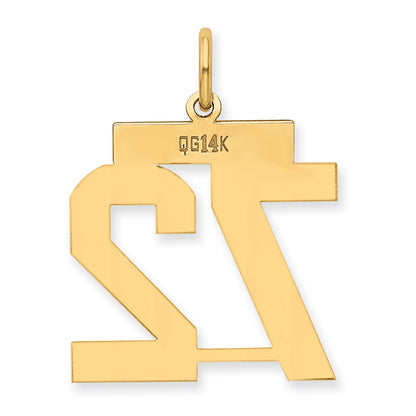 14K Yellow Gold Medium Polished Number 72 Charm