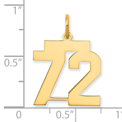 14K Yellow Gold Medium Polished Number 72 Charm
