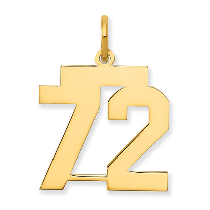 14K Yellow Gold Medium Polished Number 72 Charm