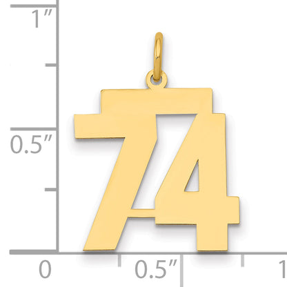 14K Yellow Gold Medium Polished Number 74 Charm
