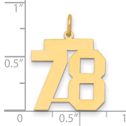 14k Yellow Gold 14k Medium Polished Number 78 Charm