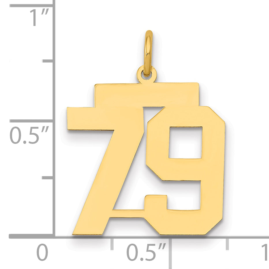 14K Yellow Gold Medium Polished Number 79 Charm