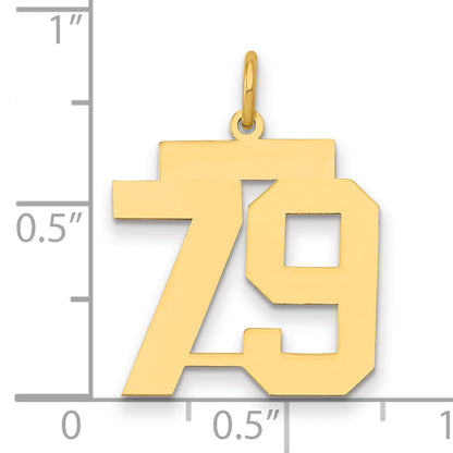 14K Yellow Gold Medium Polished Number 79 Charm