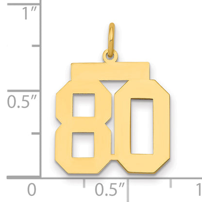 14K Yellow Gold Medium Polished Number 80 Charm
