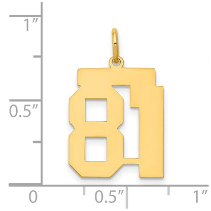 14K Yellow Gold Medium Polished Number 81 Charm