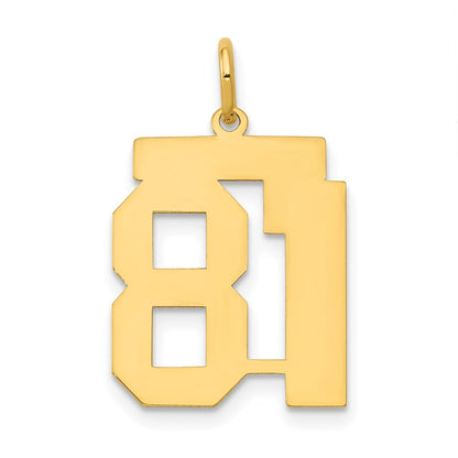 14K Yellow Gold Medium Polished Number 81 Charm