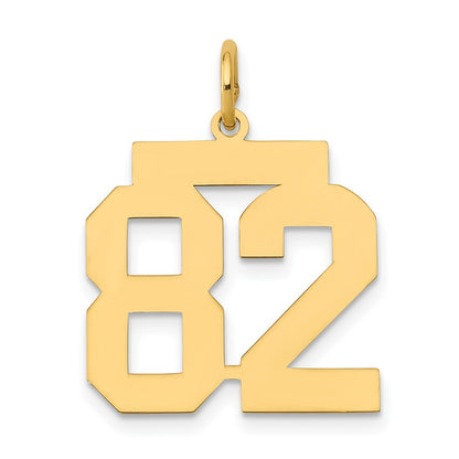 14K Yellow Gold Medium Polished Number 82 Charm