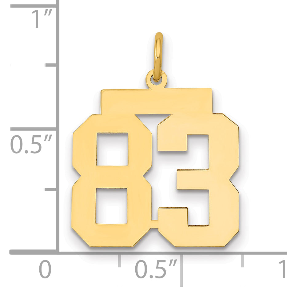 14K Yellow Gold Medium Polished Number 83 Charm