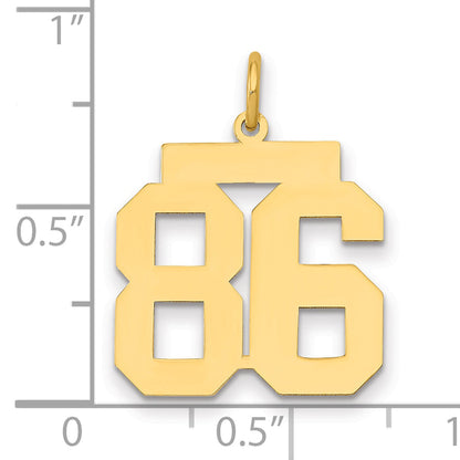14K Yellow Gold Medium Polished Number 86 Charm