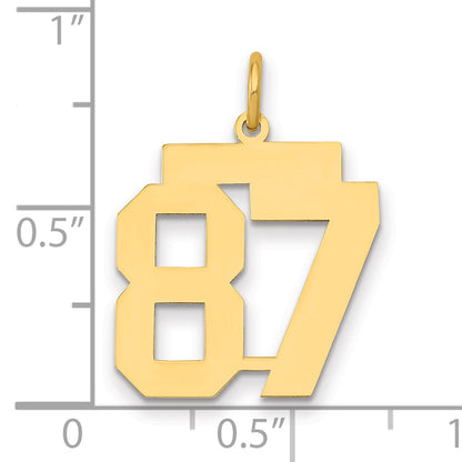 14K Yellow Gold Medium Polished Number 87 Charm