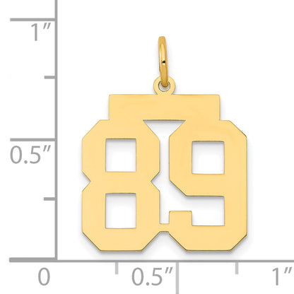 14K Yellow Gold Medium Polished Number 89 Charm