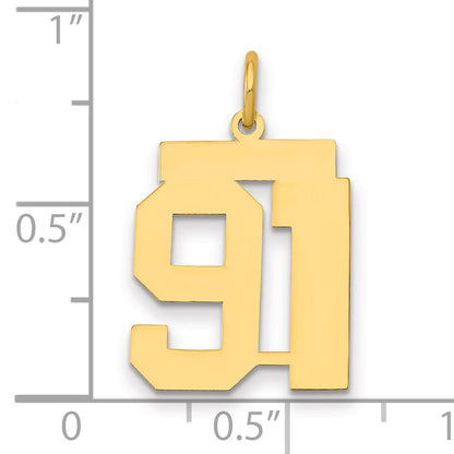 14K Yellow Gold Medium Polished Number 91 Charm