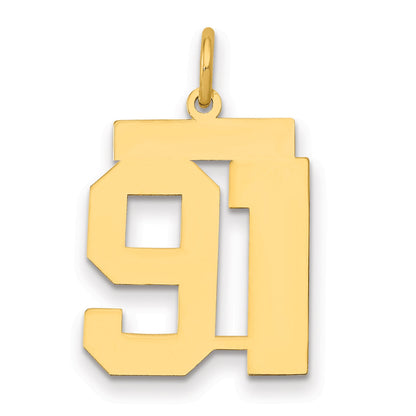 14K Yellow Gold Medium Polished Number 91 Charm