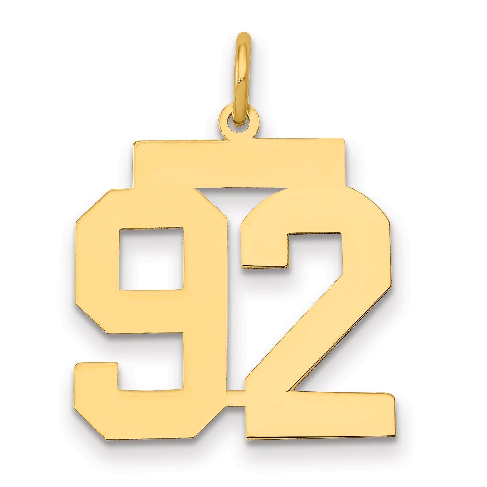 14K Yellow Gold Medium Polished Number 92 Charm