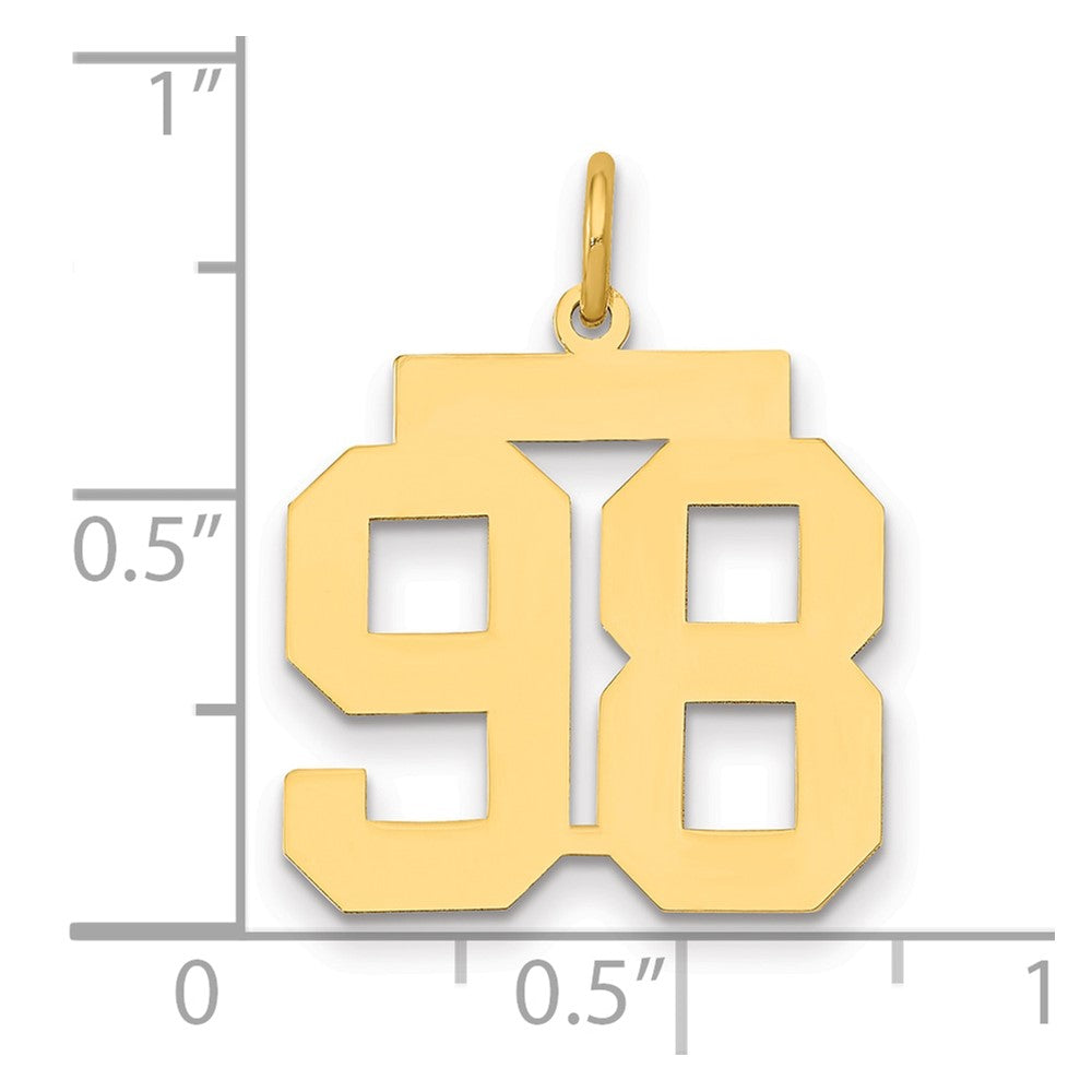 14K Yellow Gold Medium Polished Number 98 Charm