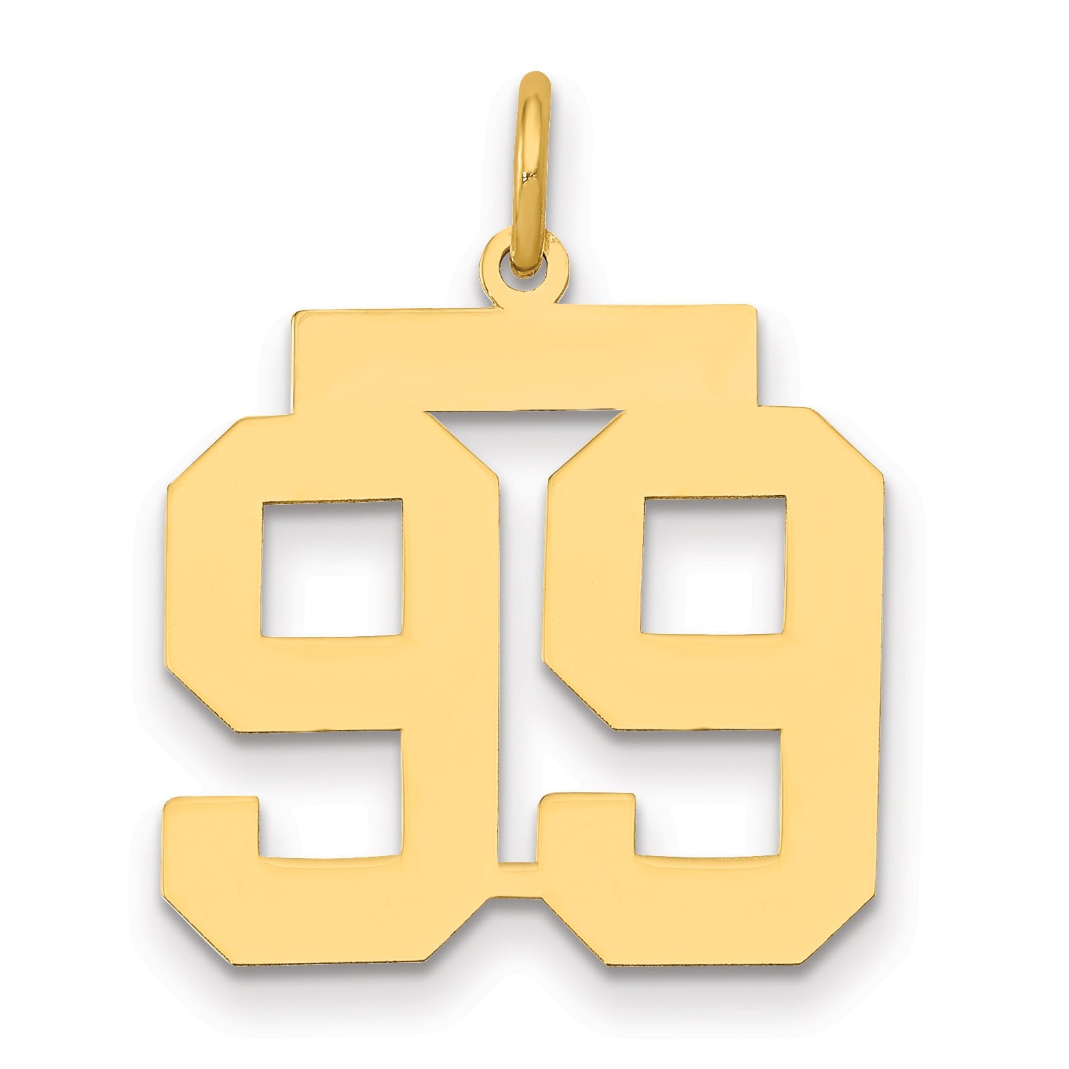 14K Yellow Gold Medium Polished Number 99 Charm