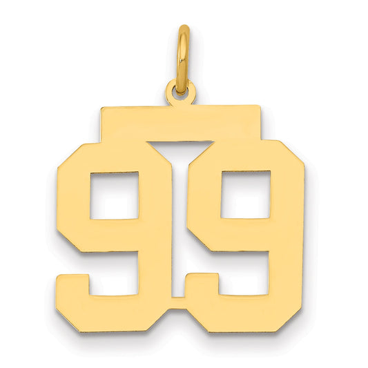 14K Yellow Gold Medium Polished Number 99 Charm